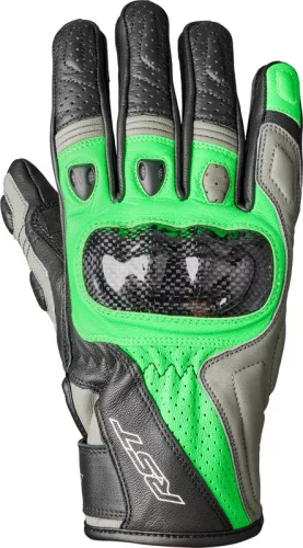 RST Stunt III CE motoros kesztyű bőr - Fekete / Szürke / Neon Green