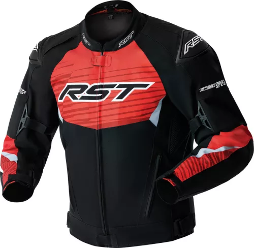 RST Tractech D3O Férfi vízálló motoros textil kabát | Black/Fluo Red