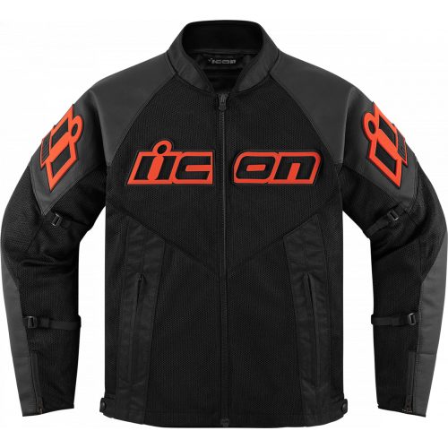 Icon motoros kabát MESH AF LEATHER JACKET - FEKETE/PIROS