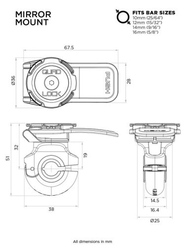 QUAD LOCK motoros telefontartó tükörre/konzolra