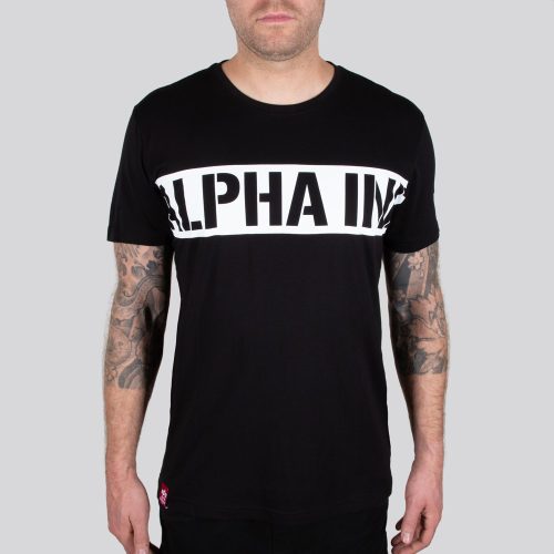 ALPHA INDUSTRIES Printed Stripe Férfi póló | fekete
