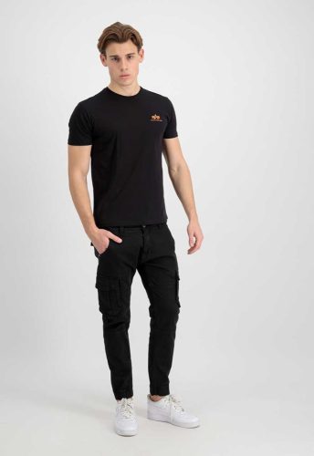 ALPHA INDUSTRIES Backprint T Reflective Print Férfi póló | fekete/neon narancs (fényvisszaverő)