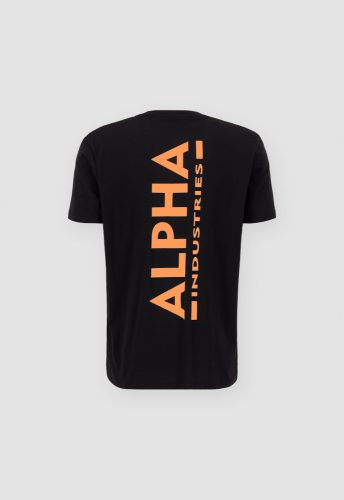 ALPHA INDUSTRIES Backprint T Reflective Print Férfi póló | fekete/neon narancs (fényvisszaverő)