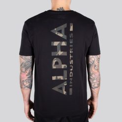   ALPHA INDUSTRIES Backprint Férfi póló | Camo Print | fekete-erdei terep