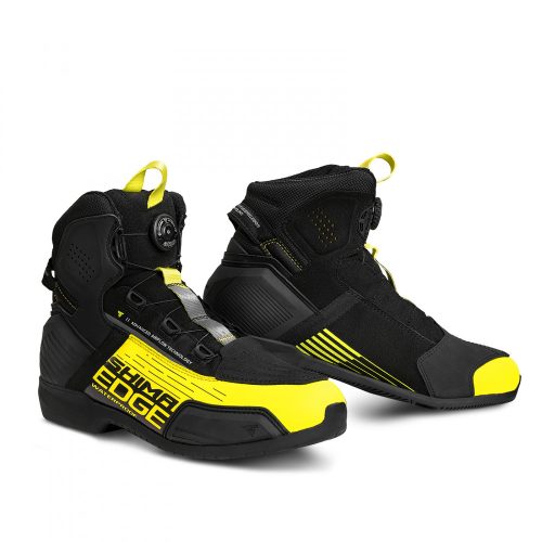 SHIMA EDGE WP Férfi motoros vízálló cipő | Black/Fluo Yellow