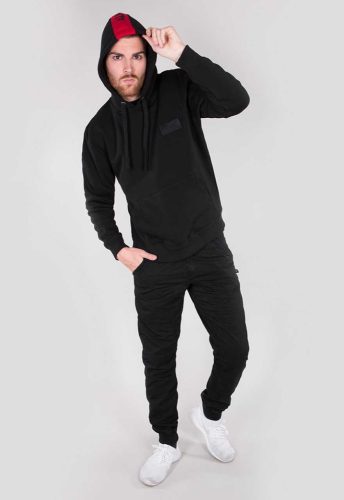 ALPHA INDUSTRIES RED STRIPE HOODY Férfi kapucnis pulóver | fekete