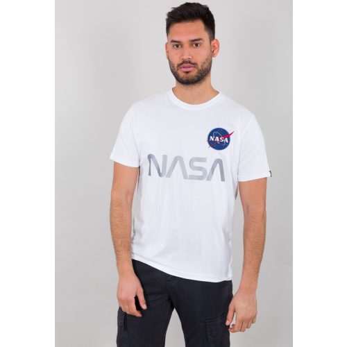 ALPHA INDUSTRIES NASA Reflective T Férfi póló | fehér (fényvisszaverő)