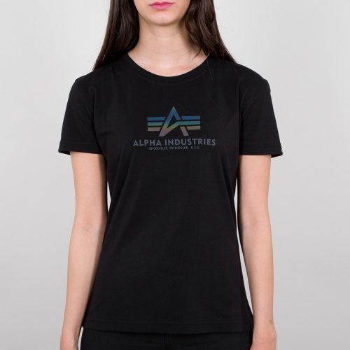 ALPHA INDUSTRIES New Basic Női póló | Rainbow Reflection | fekete