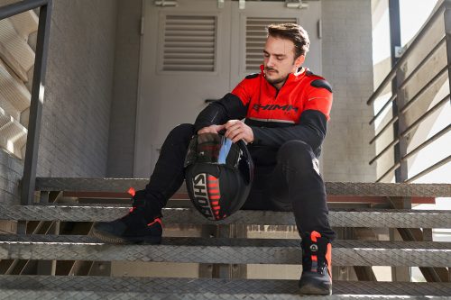 Shima Drift férfi motoros textil kabát - fekete/piros