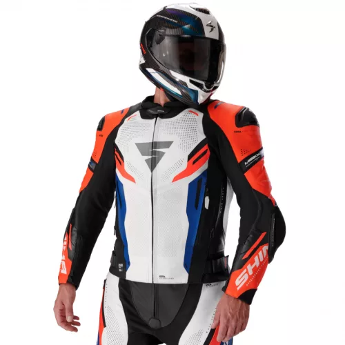 SHIMA MISSION ST MEN G2 motoros bőrkabát | Blue/White/Red