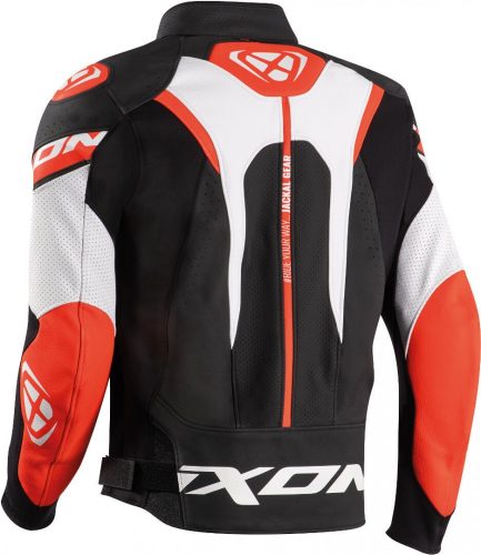 Ixon Jackal JKT férfi motoros bőrkabát - Fehér/fekete/piros