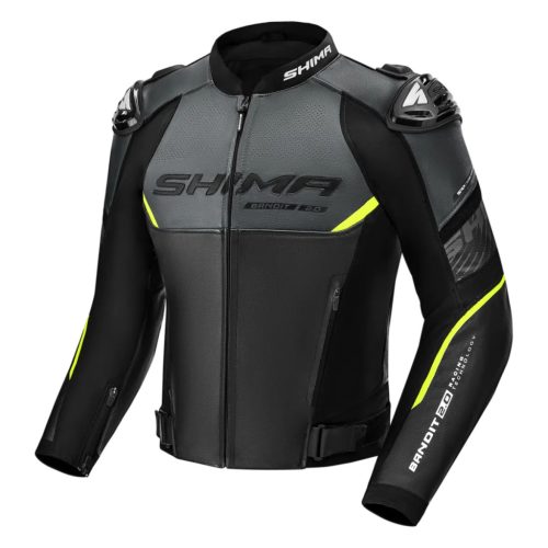 SHIMA BANDIT 2.0 motoros bőrdzseki | Black/fluo