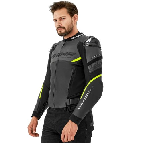 SHIMA BANDIT 2.0 motoros bőrdzseki | Black/fluo