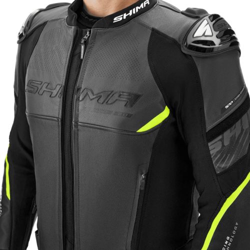 SHIMA BANDIT 2.0 motoros bőrdzseki | Black/fluo