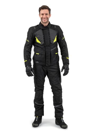 SHIMA RUNNER Férfi motoros textil túrakabát | Black/fluo