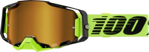 100% cross szemüveg Armega  GOGGLE  Neon Yellow/ Black / mirrored Gold 
