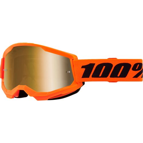 100% cross szemüveg Strata 2  GOGGLE  Neon Orange / Mirrored Gold