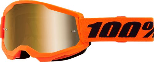 100% cross szemüveg Strata 2  GOGGLE  Neon Orange / Mirrored Gold