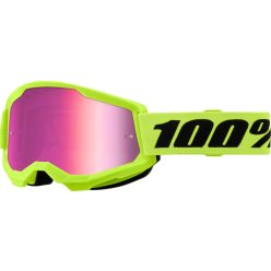   100% cross szemüveg Strata 2  GOGGLE  Neon Yellow / Mirrored Pink