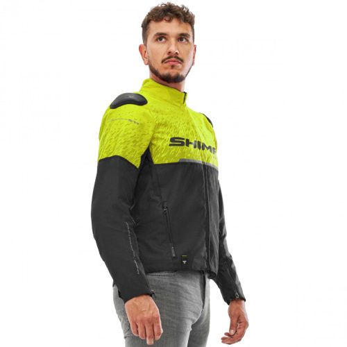 Shima Drift férfi motoros textil kabát - fekete/neon sárga
