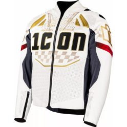   ICON Contra3™ Rizz Rizz motoros bőrkabát | White-Black-Gold