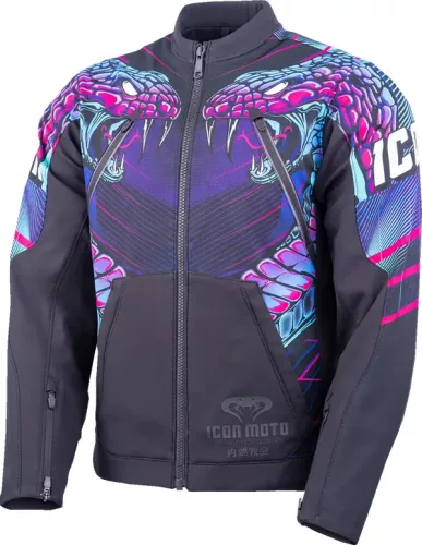 Icon Synthwave Merc3 Lazer Cobra™ férfi motoros kabát | Black