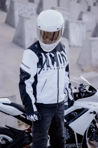 Icon Merc3 Anomaly™ férfi motoros kabát | White/Black