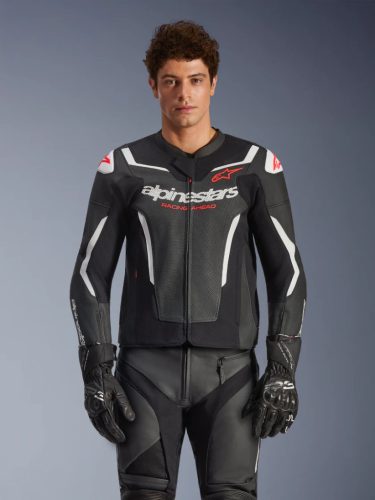 ALPINESTARS GP FORCE V2 AIRFLOW Férfi motoros bőrkabát | Fekete/fehér