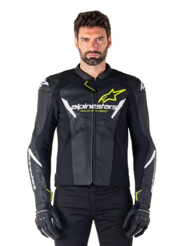 ALPINESTARS FASTER V3 Airflow motoros bőrkabát | Black/White/Yellow