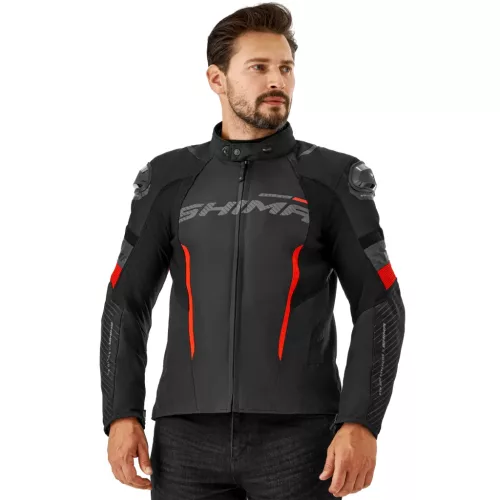 SHIMA SOLID 2.0 Férfi motoros textil kabát | Black/red