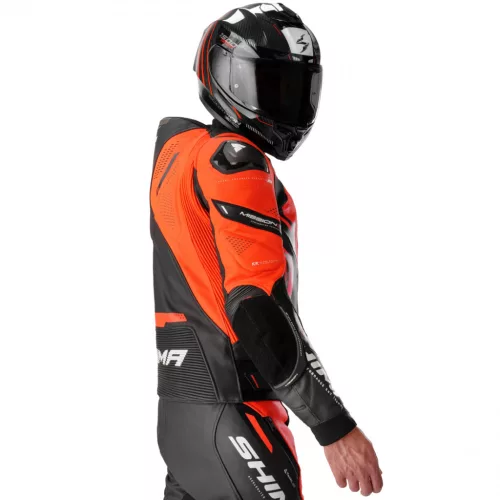 SHIMA MISSION ST MEN G2 motoros bőrkabát | Red Fluo