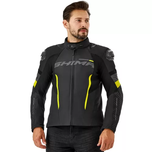 SHIMA SOLID 2.0 Férfi motoros textil kabát | Black/fluo