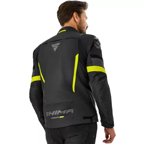 SHIMA SOLID 2.0 Férfi motoros textil kabát | Black/fluo
