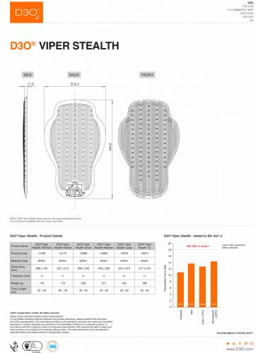 ICON D3O Viper hát/gerinc protektor kabátba - LEVEL 1