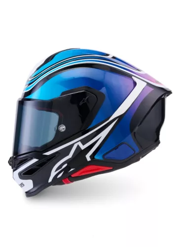 Alpinestars Supertech R7 bukósisak - Zeal - Black/Blue/Pink Fluo/White