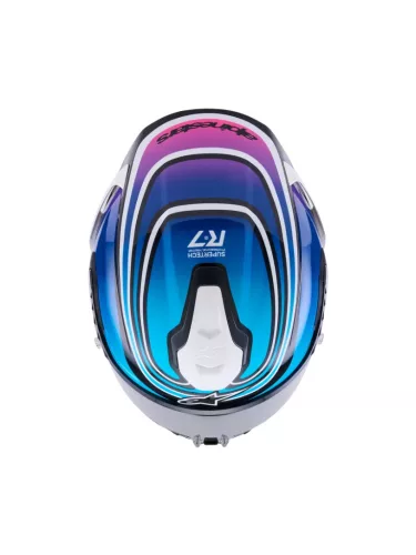 Alpinestars Supertech R7 bukósisak - Zeal - Black/Blue/Pink Fluo/White