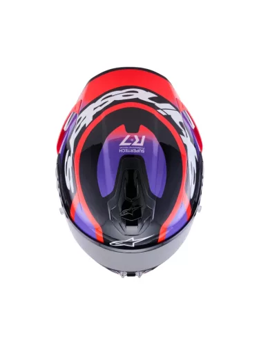 Alpinestars Supertech R7 bukósisak - Lumen - Black/Purple/Red Fluo/White
