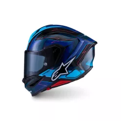   Alpinestars Supertech R7 bukósisak - Kinetis - Black/Blue/Pink Fluo/White
