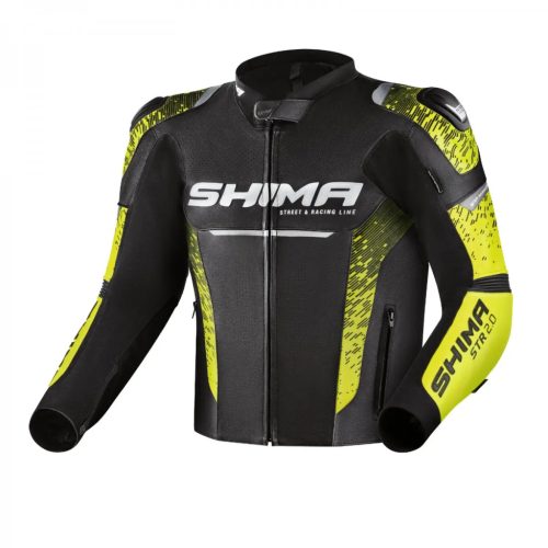 SHIMA STR 2.0 motoros bőrkabát | Black / Yellow